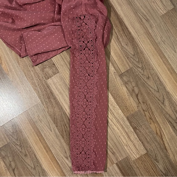 Lace Accent Blouse - Dusty Rose - size L - Picture 6 of 9